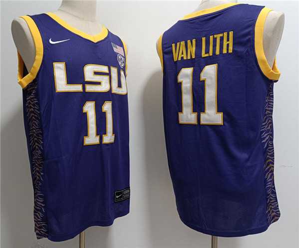 Men%27s LSU Tigers #11 Hailey Van Lith Purple Stitched Jersey->memphis grizzlies->NBA Jersey
